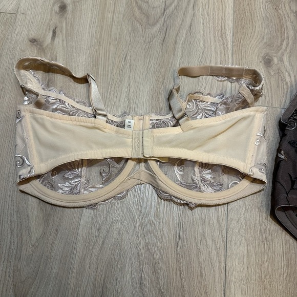 Set Of 2 Soma Sensuous Lace Unlined Bra Balconette 38G Underwire Black Lace Sexy - Picture 4 of 9